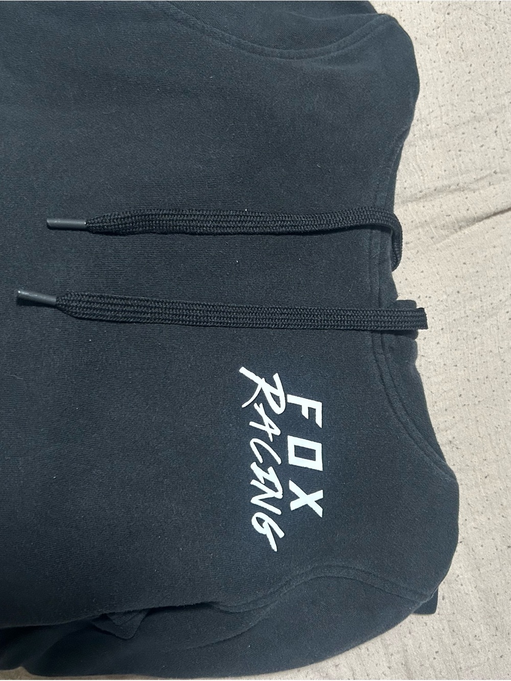 Fox Black Hoodie with White 'Fox Racing' Chest Logo